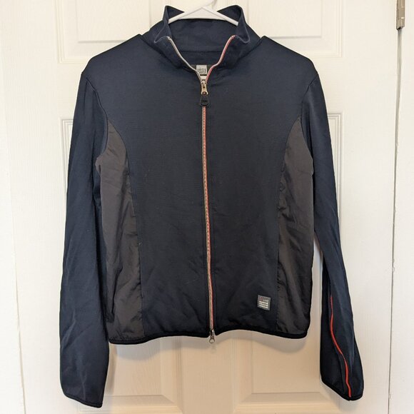 Marithe Francois Girbaud Zip Up Track Jacket Wmn US 10 Navy Blue Pockets Stretch - Picture 1 of 11
